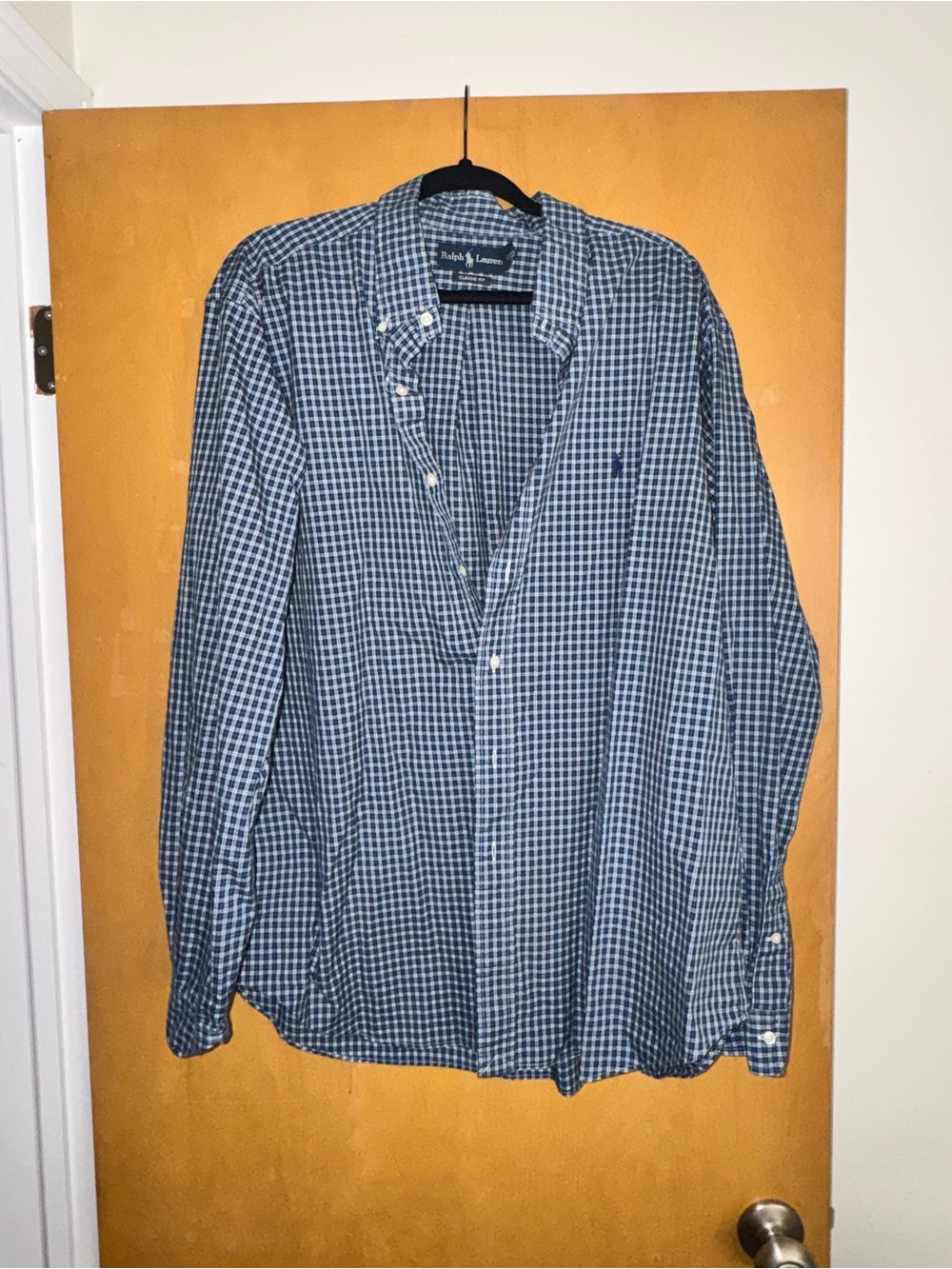 Ralph Lauren Navy and White Check Button-Down Shirt - Men's